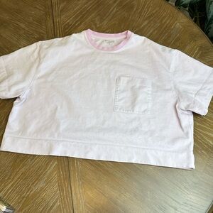 Athleta Light Pink Short Sleeve cropped Tee with Pocket